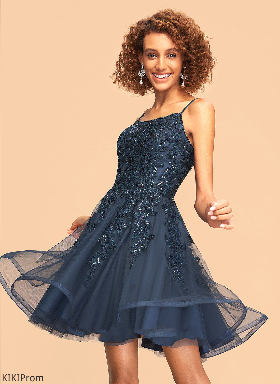Homecoming Bailey Beading Homecoming Dresses With Square Dress Sequins A-Line Short/Mini Lace Tulle Neckline