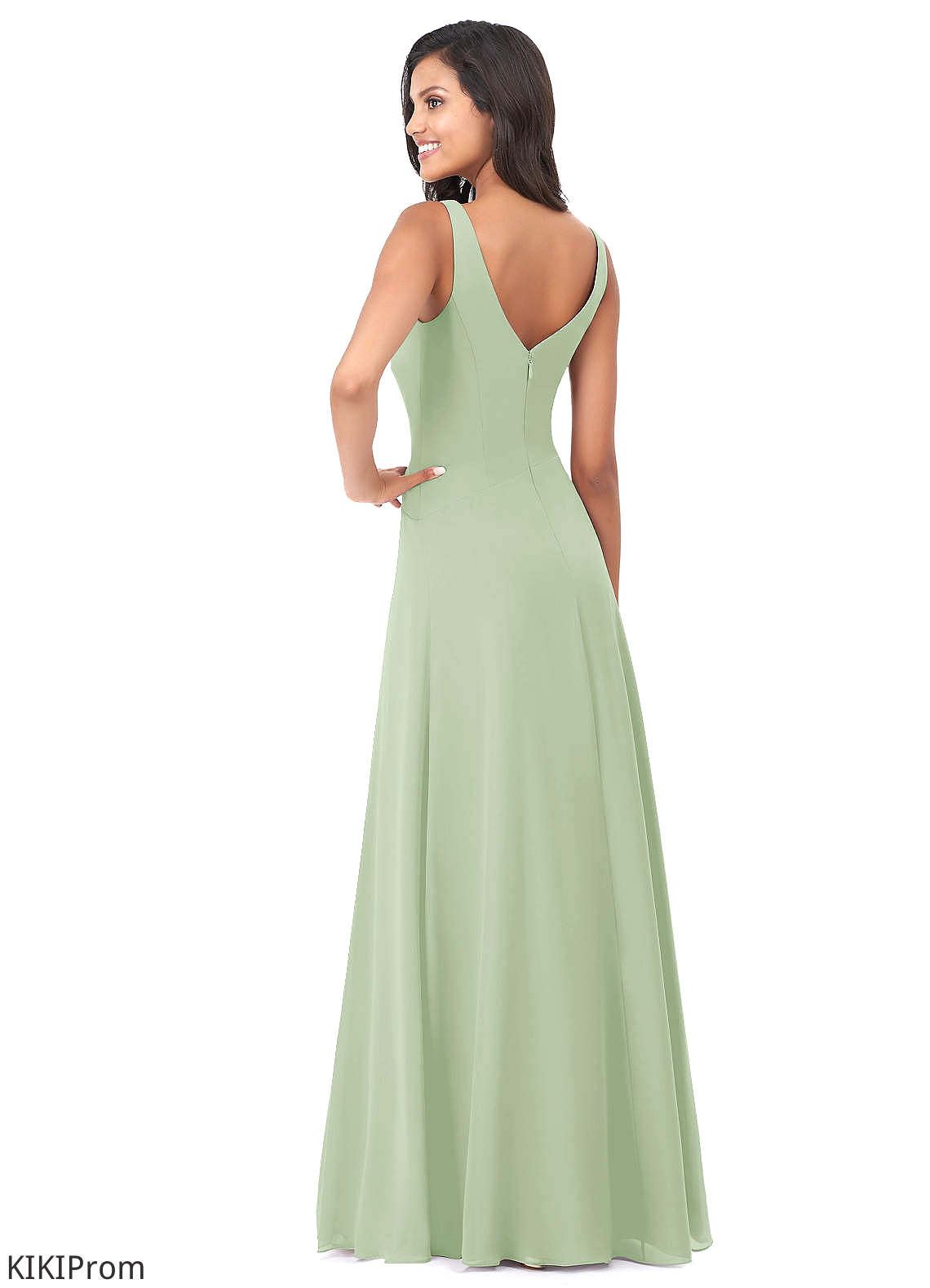 Janice Spaghetti Staps Natural Waist A-Line/Princess Floor Length Taffeta Sleeveless Bridesmaid Dresses