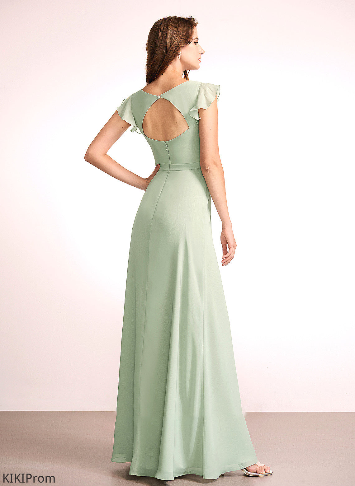 SplitFront Length A-Line Floor-Length Fabric Neckline Silhouette Embellishment V-neck Michaelia Bridesmaid Dresses