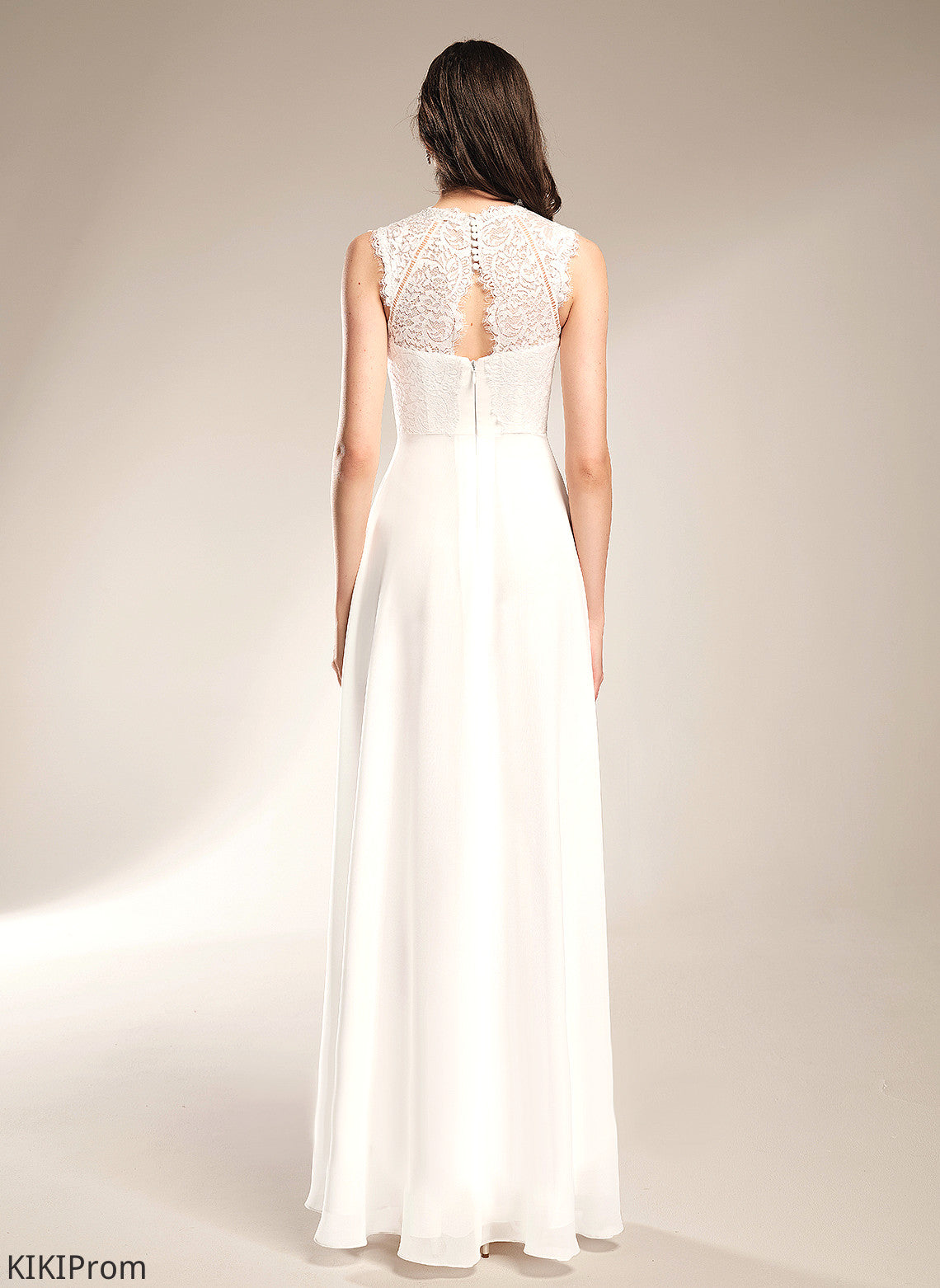 Scoop Floor-Length Jemima Lace Chiffon A-Line Wedding Dress Wedding Dresses