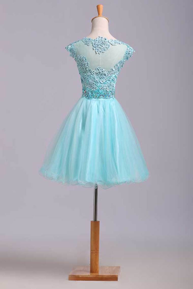 2022 Homecoming Dresses A Line Scoop Short/Mini Tulle&Lace
