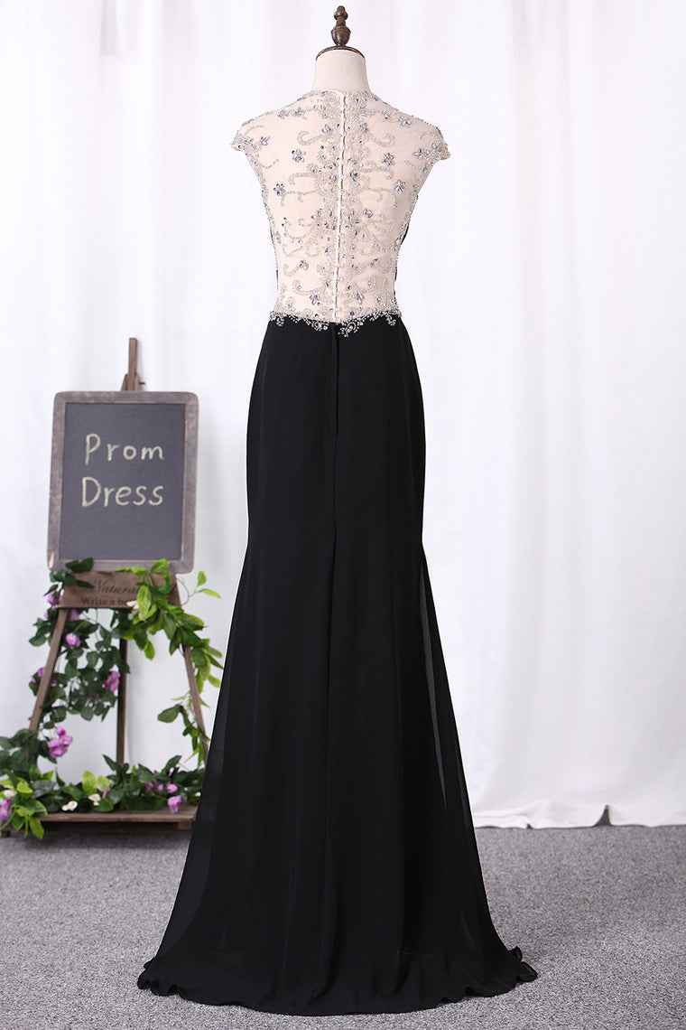 2024 Mermaid Prom Dresses Chiffon Off The Shoulder With Beading