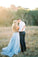 Thigh Split Sky Blue Rustic Beach Wedding Gown With Court Train Evening Prom Dresses