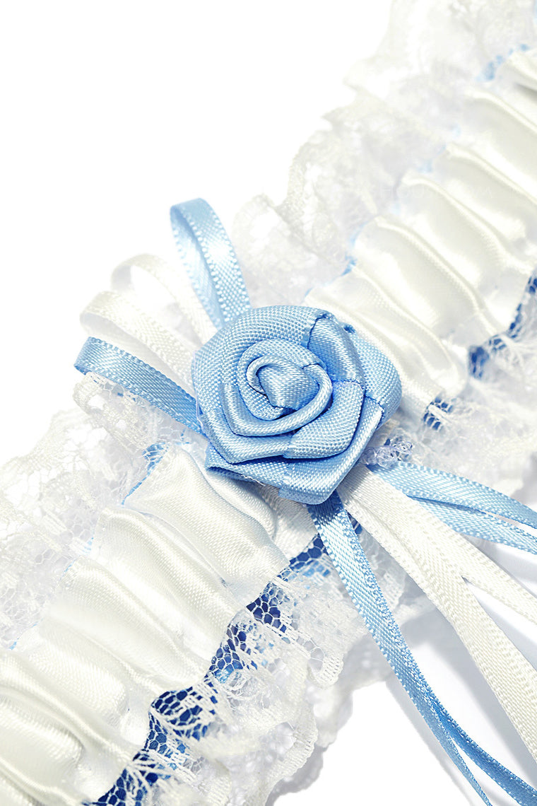 Delicate Satin&Lace With Ribbons Flower Wedding Garters