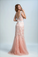 2022 Bicolor Prom Dresses Bateau Mermaid Low Back Sweep/Brush Train Tulle With Ivory Applique