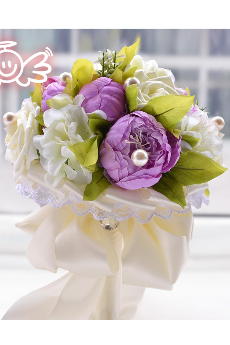 Pretty Round Satin/Silk Bridal Bouquets