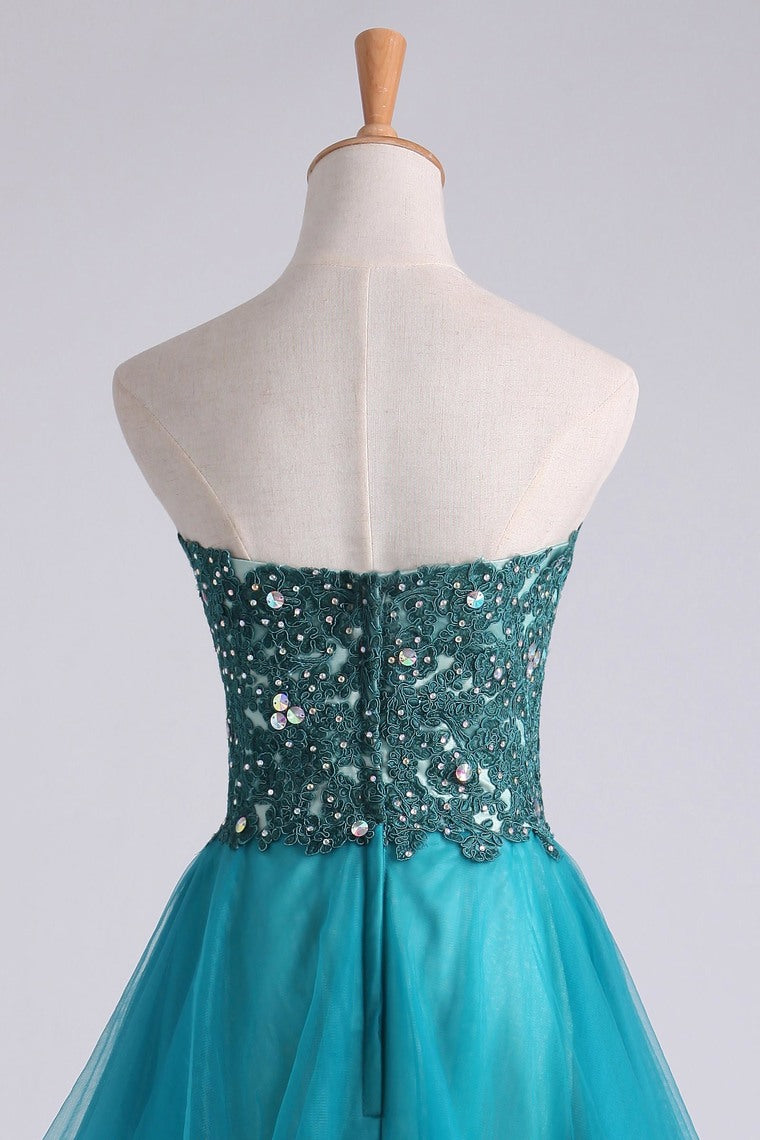 2024 Homecoming Dress Sweetheart A Line With Applique And Beads