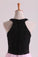 2024 Bicolor Prom Dresses A-Line Scoop Floor-Length Tulle Black Bodice Zipper Back