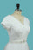 2024 Short Sleeves V Neck Wedding Dresses Tulle & Lace With Beading