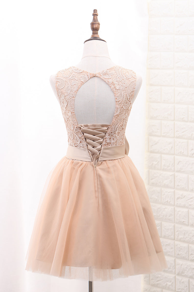 2024 Tulle & Lace Homecoming Dresses Scoop A Line With Sash