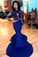 2022 Long Sleeve Evening Dresses Mermaid/Trumpet Elastic Satin With Applique