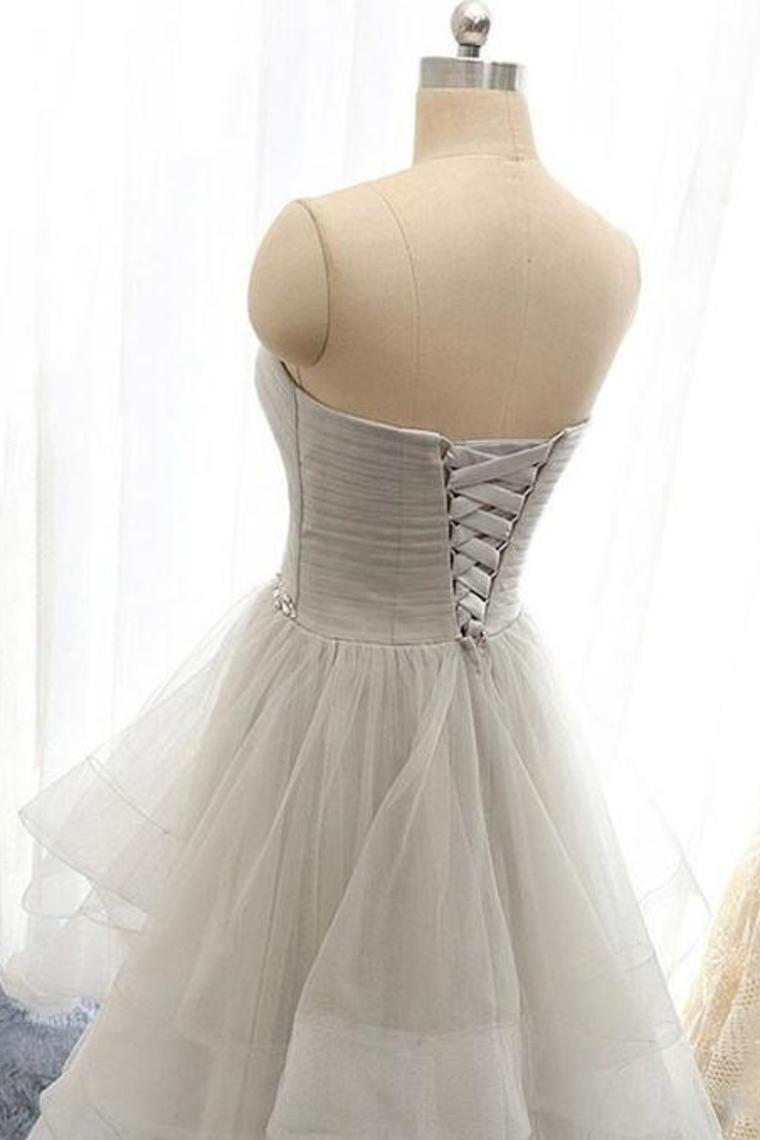 2024 New Arrival Prom Dresses A-Line Sweetheart Lace Up Back With Belt And Ruffles