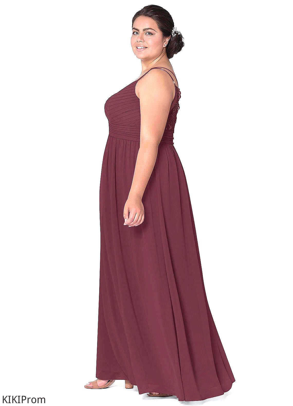 Lesley Spaghetti Staps Off The Shoulder Sleeveless A-Line/Princess Natural Waist Floor Length Bridesmaid Dresses