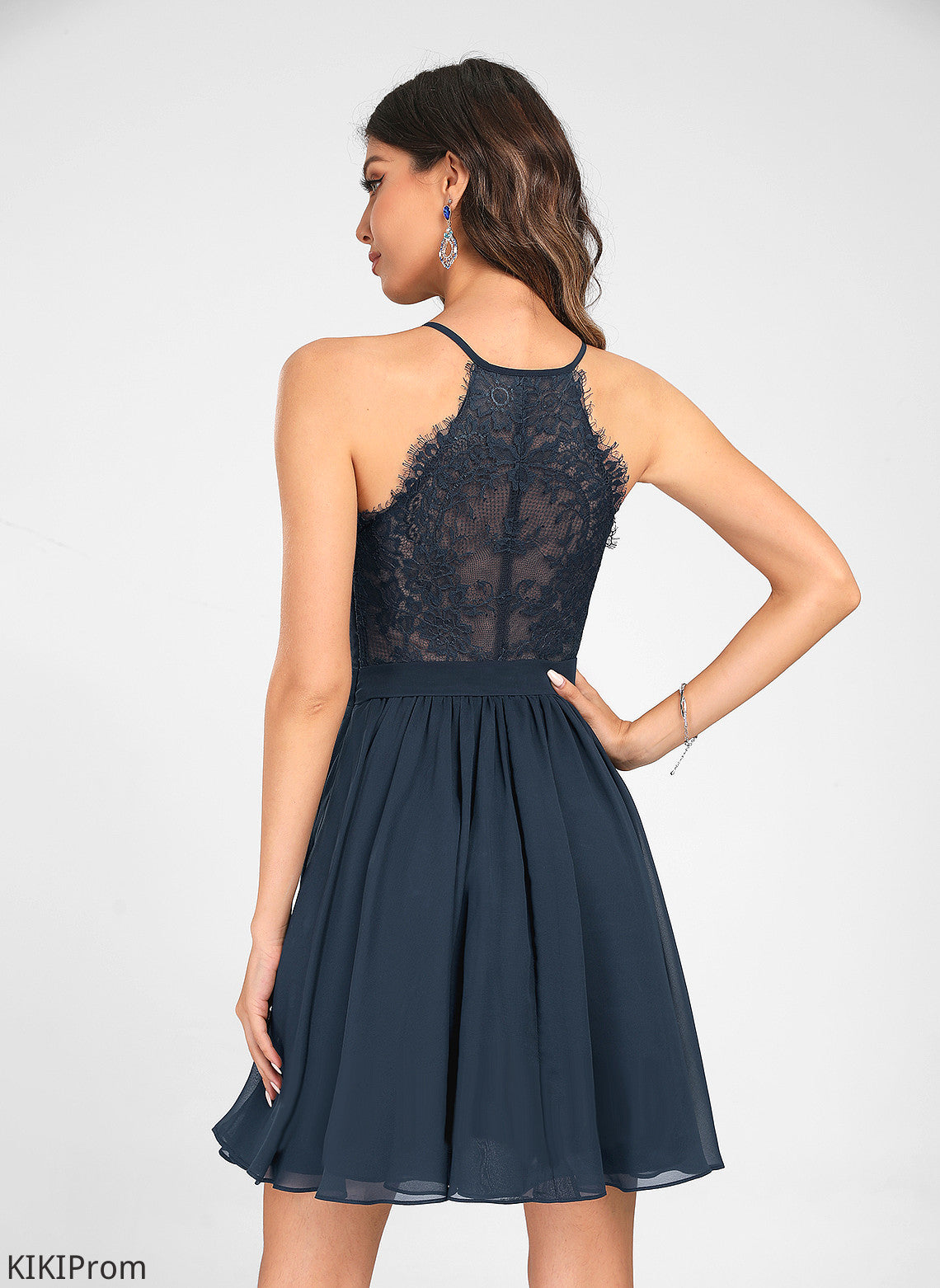 Short/Mini Lace A-Line Chiffon Adrianna V-neck Dress Homecoming With Homecoming Dresses