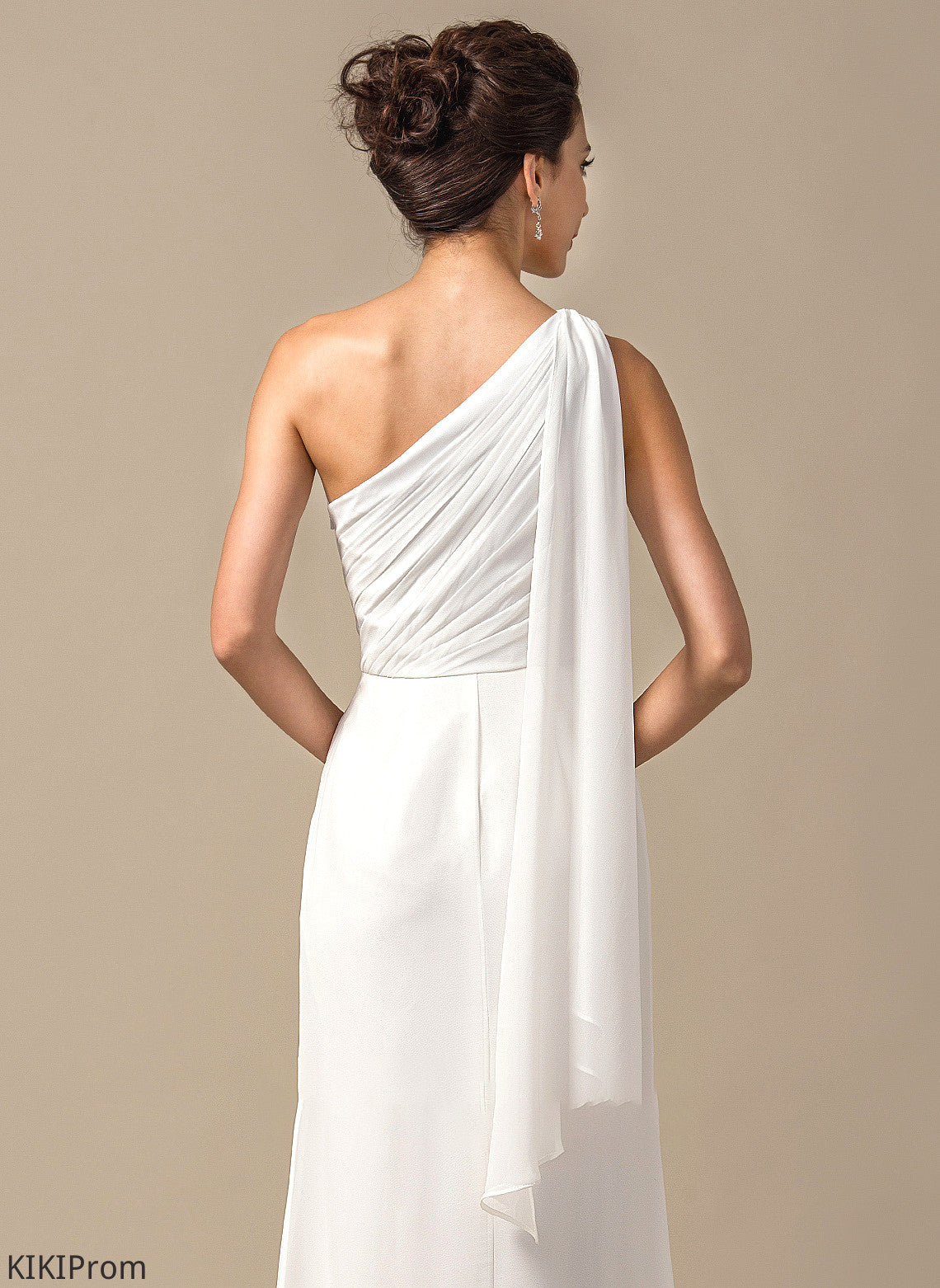Fabric Neckline Ruffle Embellishment Length Silhouette One-Shoulder Sheath/Column Floor-Length Elisa Bridesmaid Dresses