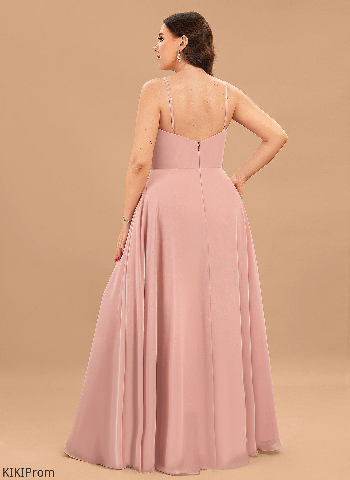 A-Line Prom Dresses Floor-Length With Pleated V-neck Laila Chiffon