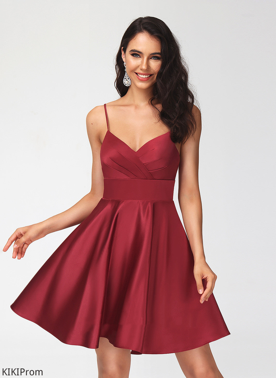 Homecoming Dress Homecoming Dresses Pleated With Matilda Satin V-neck A-Line Short/Mini