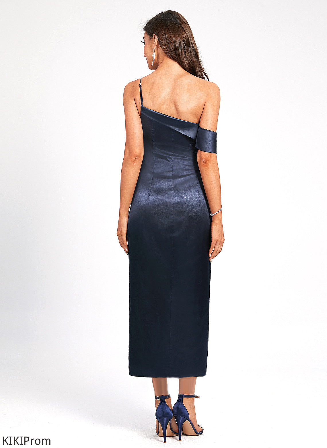 Asymmetrical Cocktail Dresses With Pleated Dress One-Shoulder Cocktail Charmeuse Sheath/Column Heather