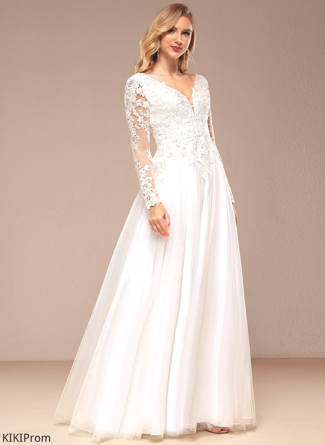 Dress Beading Sequins With Wedding Dresses Wedding Floor-Length A-Line Destiny Tulle Lace V-neck