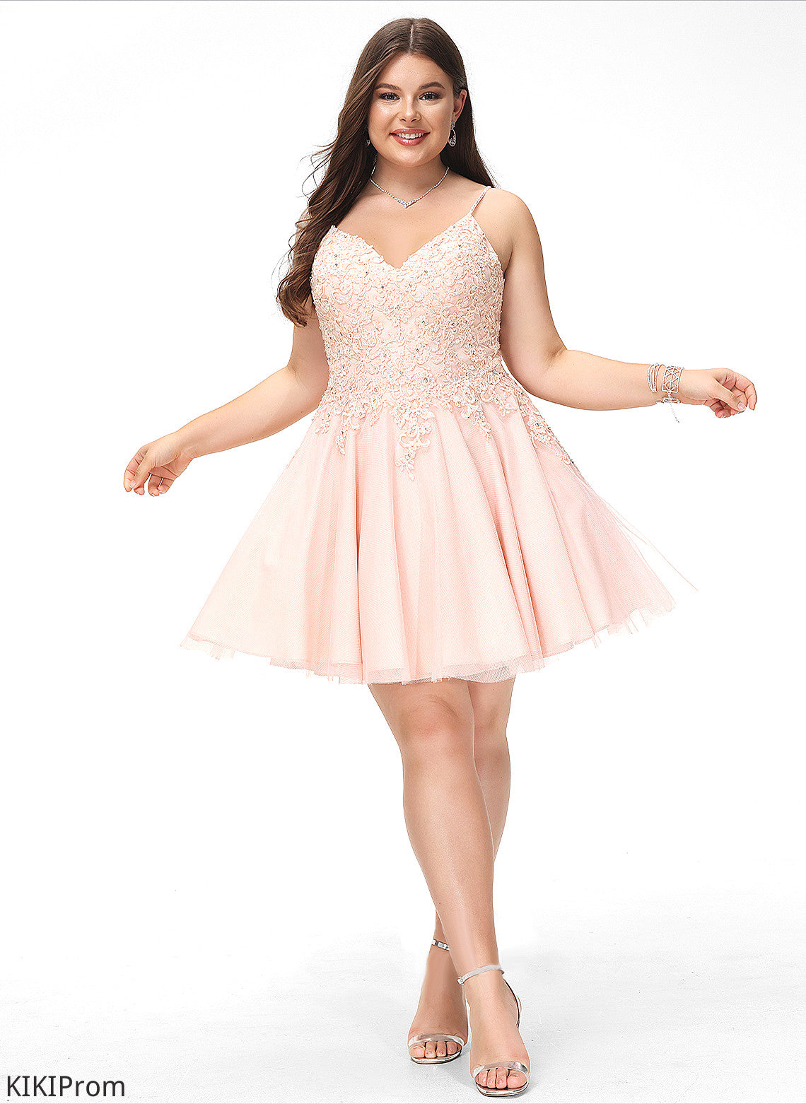 A-Line Finley Homecoming With Homecoming Dresses Lace Dress Tulle V-neck Short/Mini Beading
