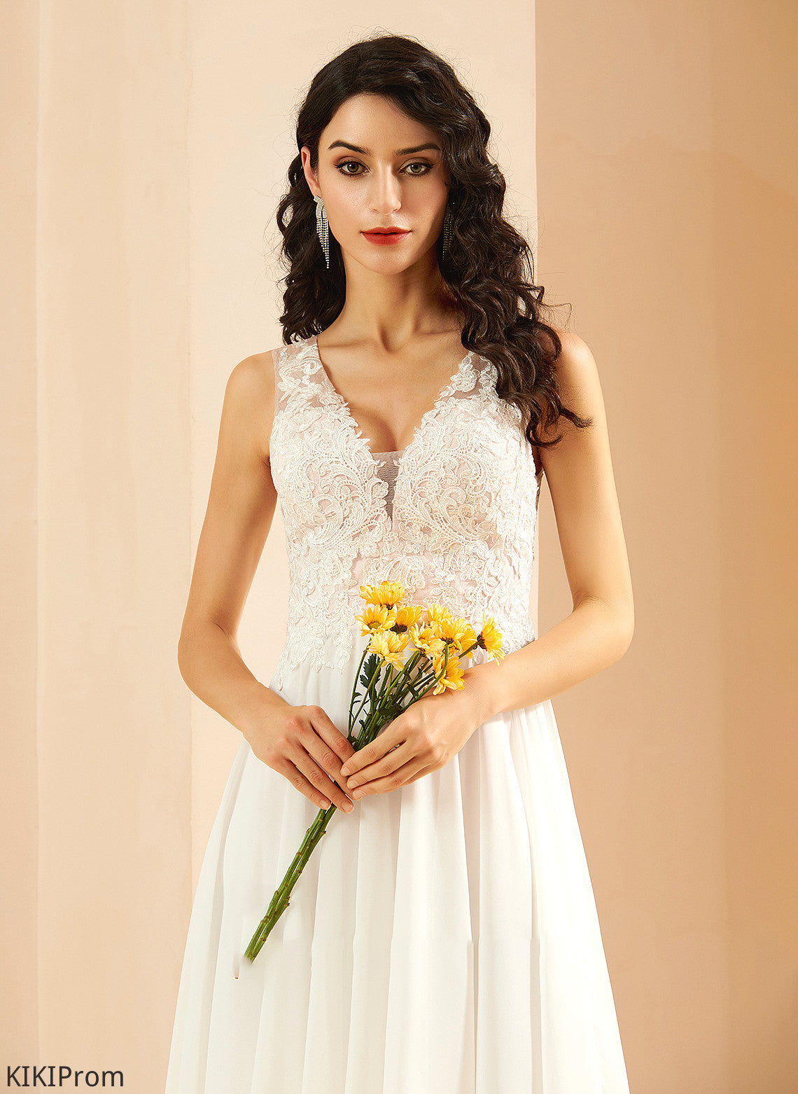 A-Line Wedding Dresses Dress Knee-Length Wedding V-neck Lace Laylah Sequins With