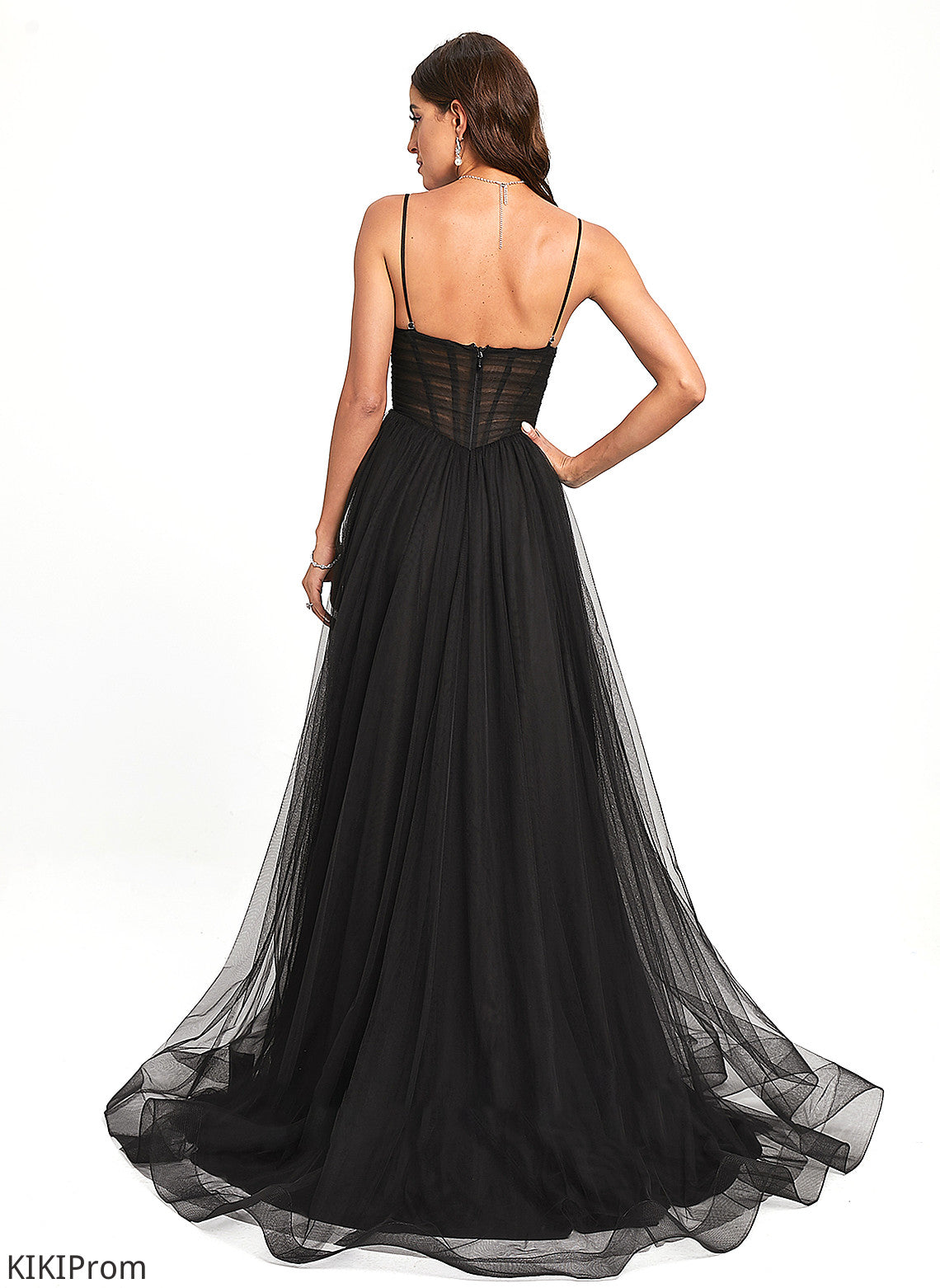 Prom Dresses Ball-Gown/Princess Sharon V-neck Pleated Tulle Sweep With Train