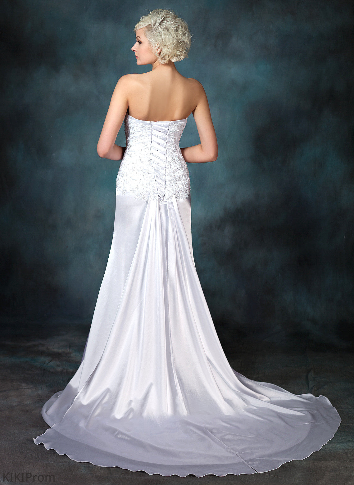 Dress Teagan Beading Train Watteau Charmeuse With Wedding Dresses Lace Wedding Sweetheart Trumpet/Mermaid