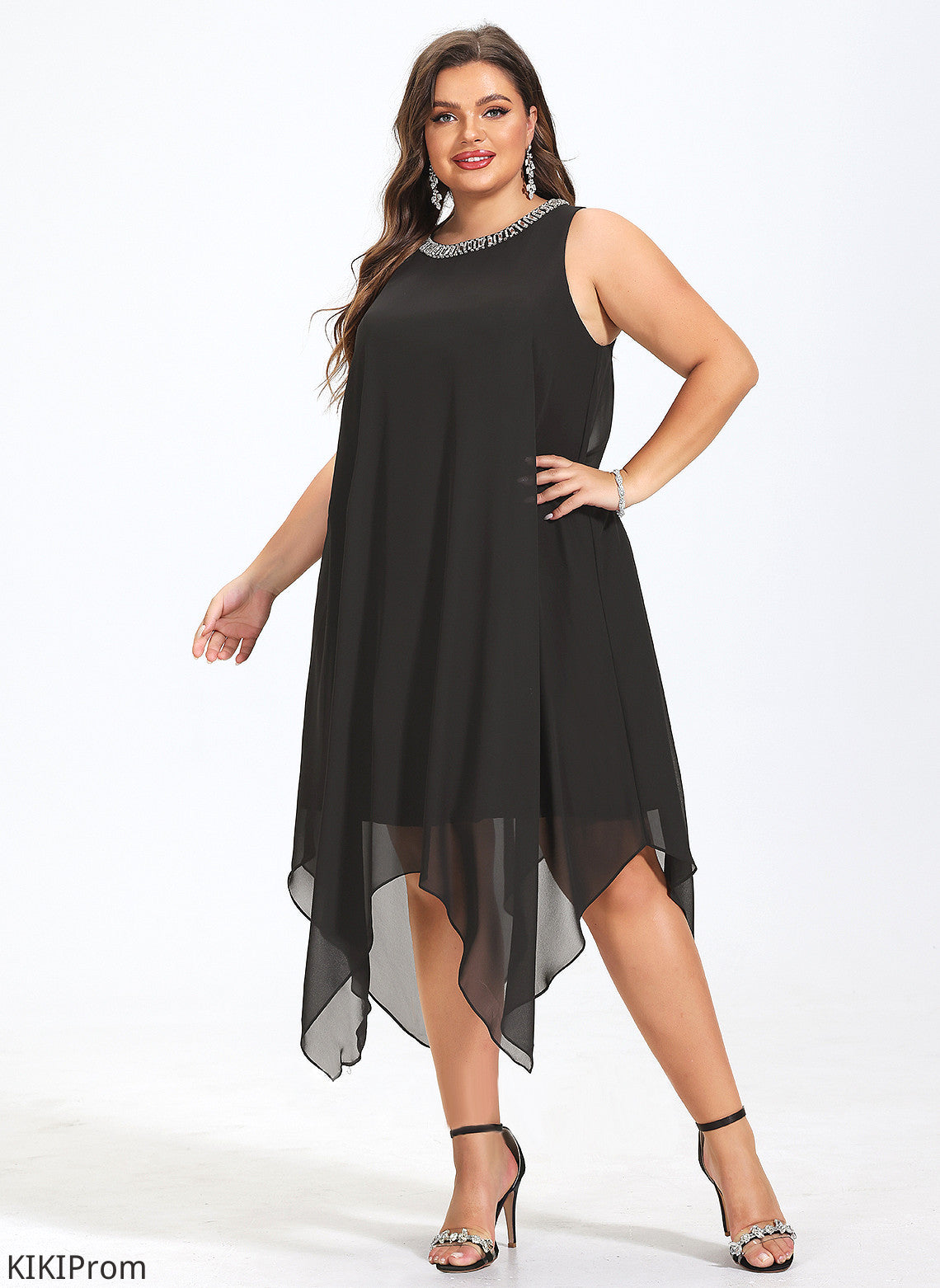 Cocktail A-Line Scoop With Cocktail Dresses Asymmetrical Neck Chiffon Dress Toni Beading