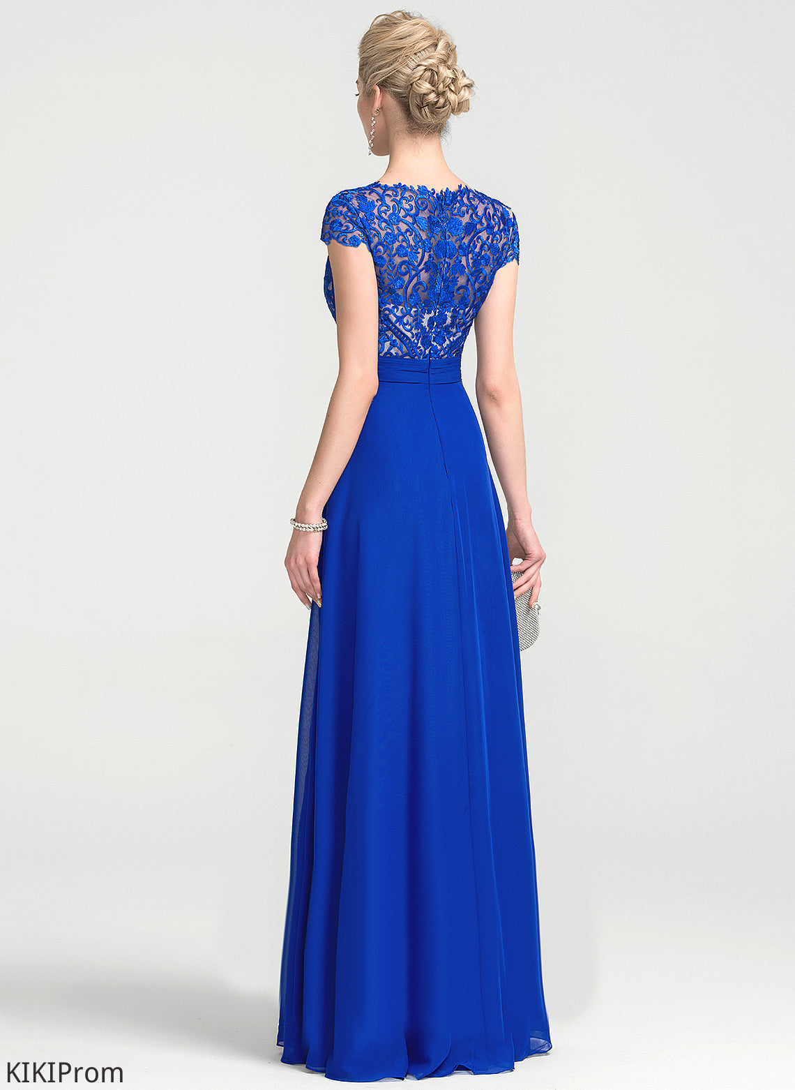 Prom Dresses Kaley Floor-Length V-neck Chiffon A-Line Lace