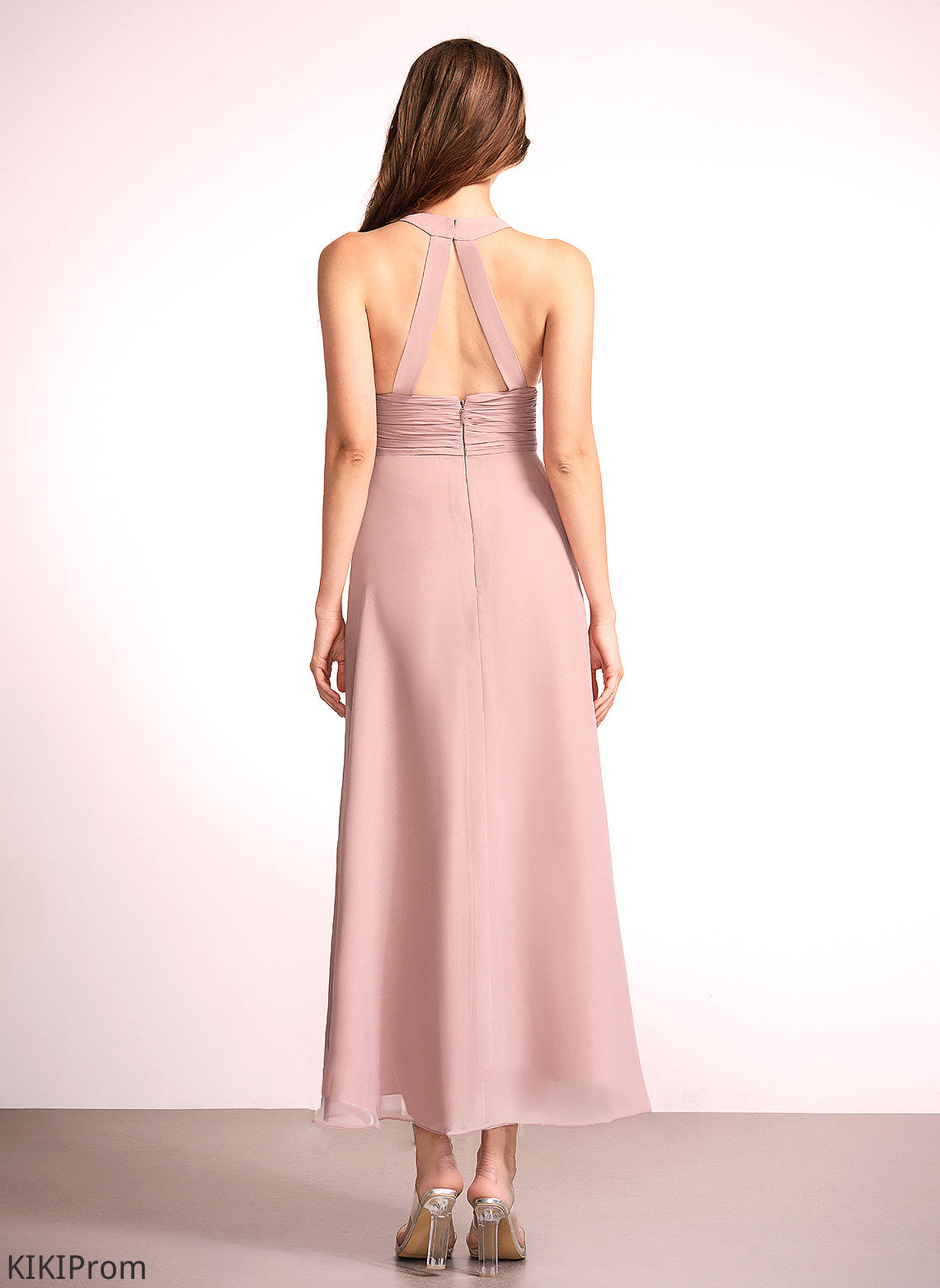 V-neck Silhouette Neckline Embellishment Fabric SplitFront A-Line Asymmetrical Length Muriel Bridesmaid Dresses