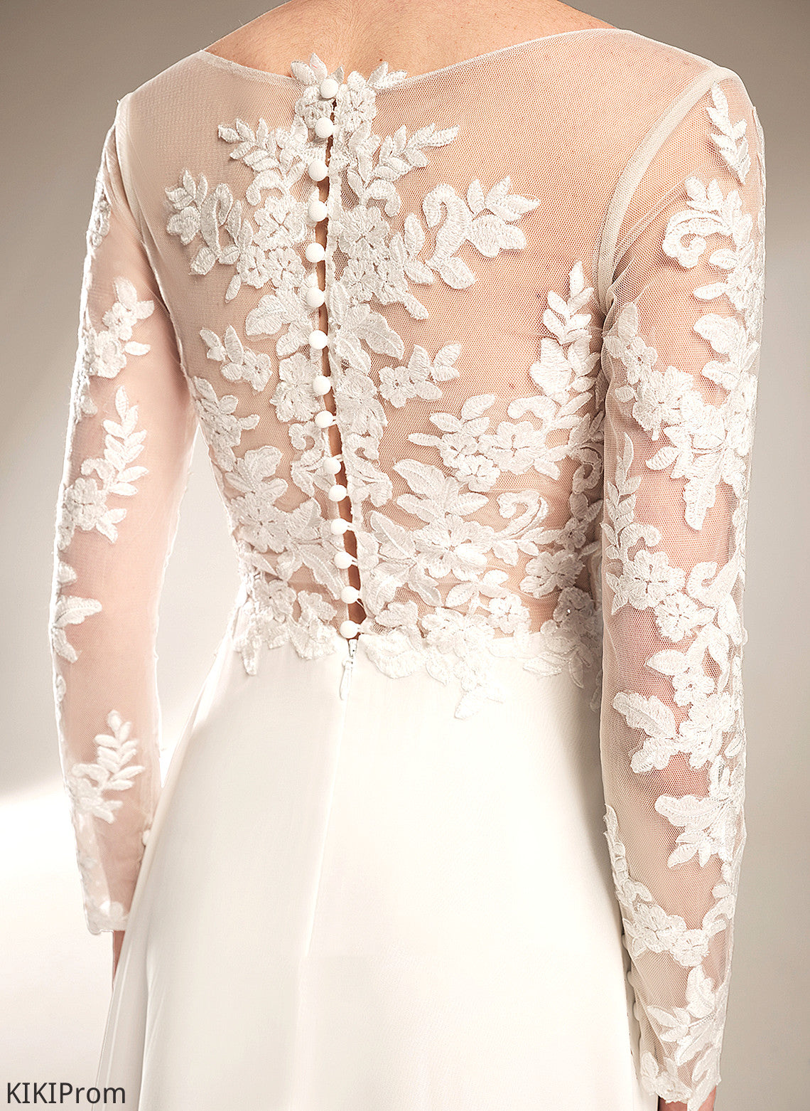 Chiffon Lace Dress Barbara Wedding Dresses Floor-Length Wedding A-Line V-neck
