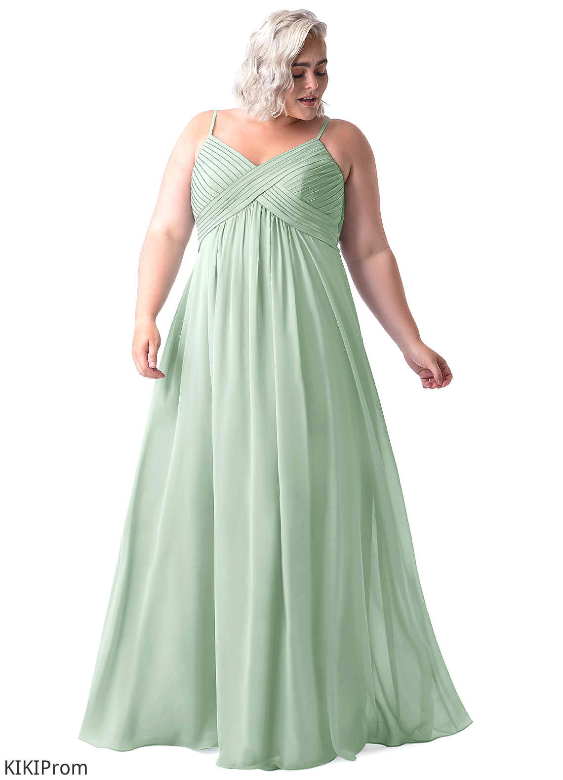 Olga Straps Tea Length Stretch Satin A-Line/Princess Sleeveless Natural Waist Bridesmaid Dresses