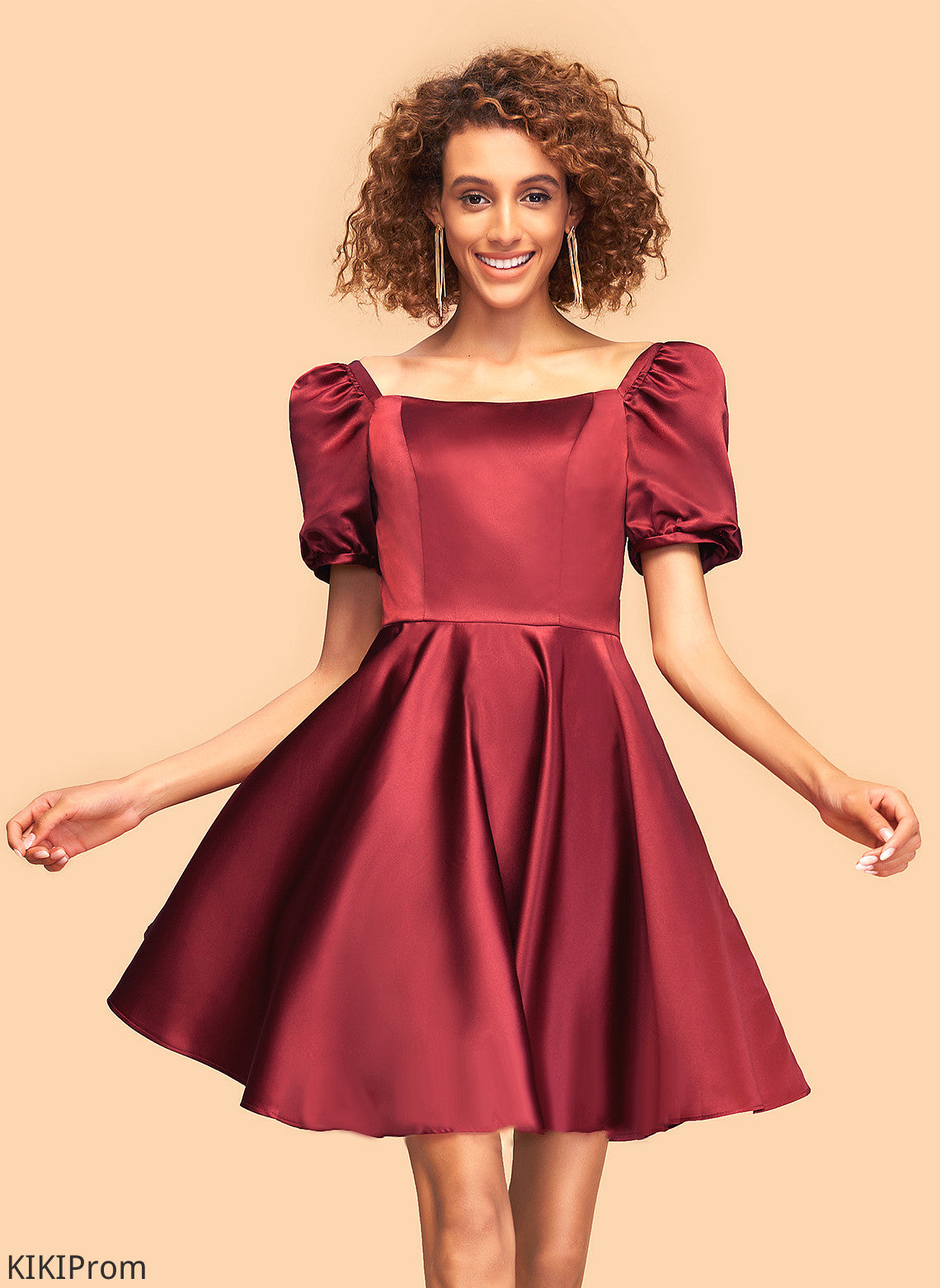 Square Homecoming Dresses Neckline Satin Dress Helga Homecoming Short/Mini A-Line