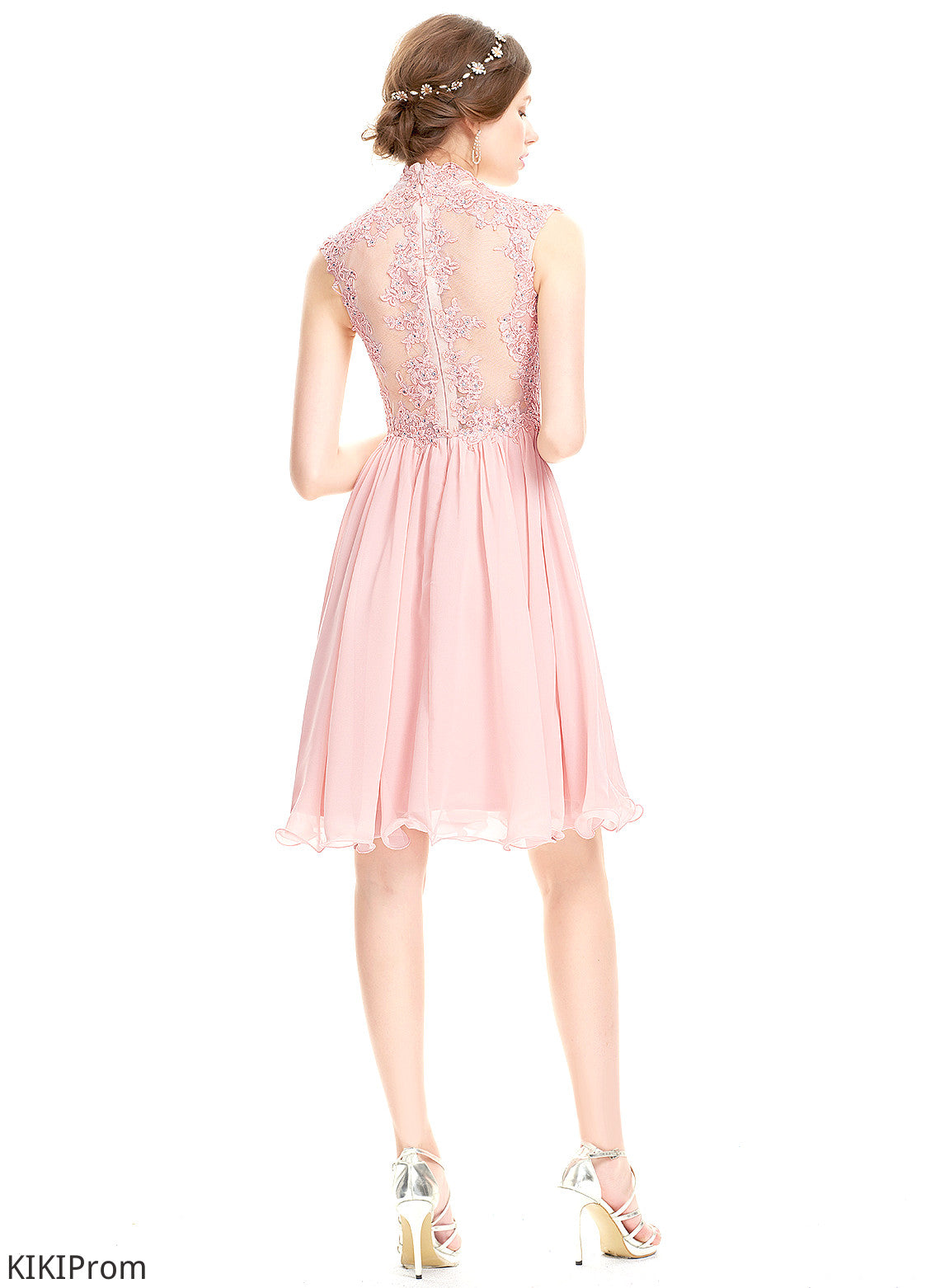 Lyla A-Line Lace Beading Homecoming High Neck Knee-Length With Homecoming Dresses Dress Chiffon
