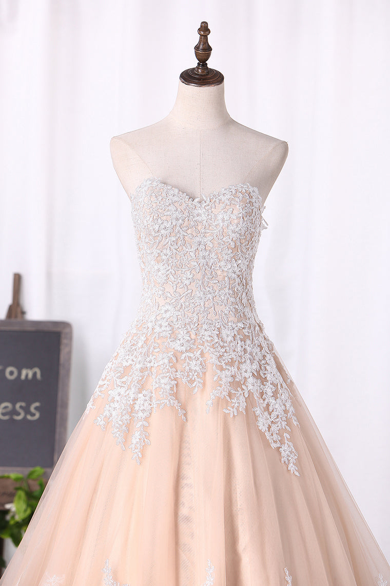 2024 Sweetheart A Line Wedding Dresses With Applique