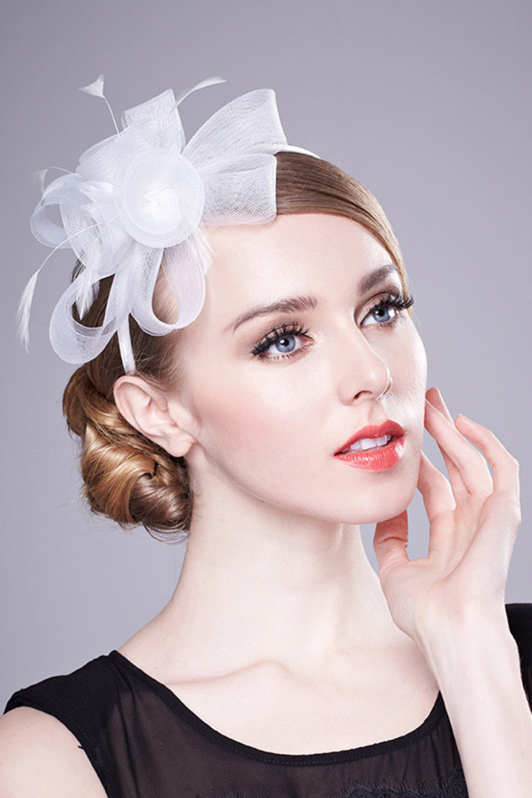 Ladies' Simple Cambric With Feather Fascinators