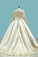 2022 Wedding Dresses A Line High Neck Satin With Applique