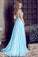 2022 Prom Dress Scoop A Line Floor Length Beaded Tulle Bodice With Chiffon Skirt