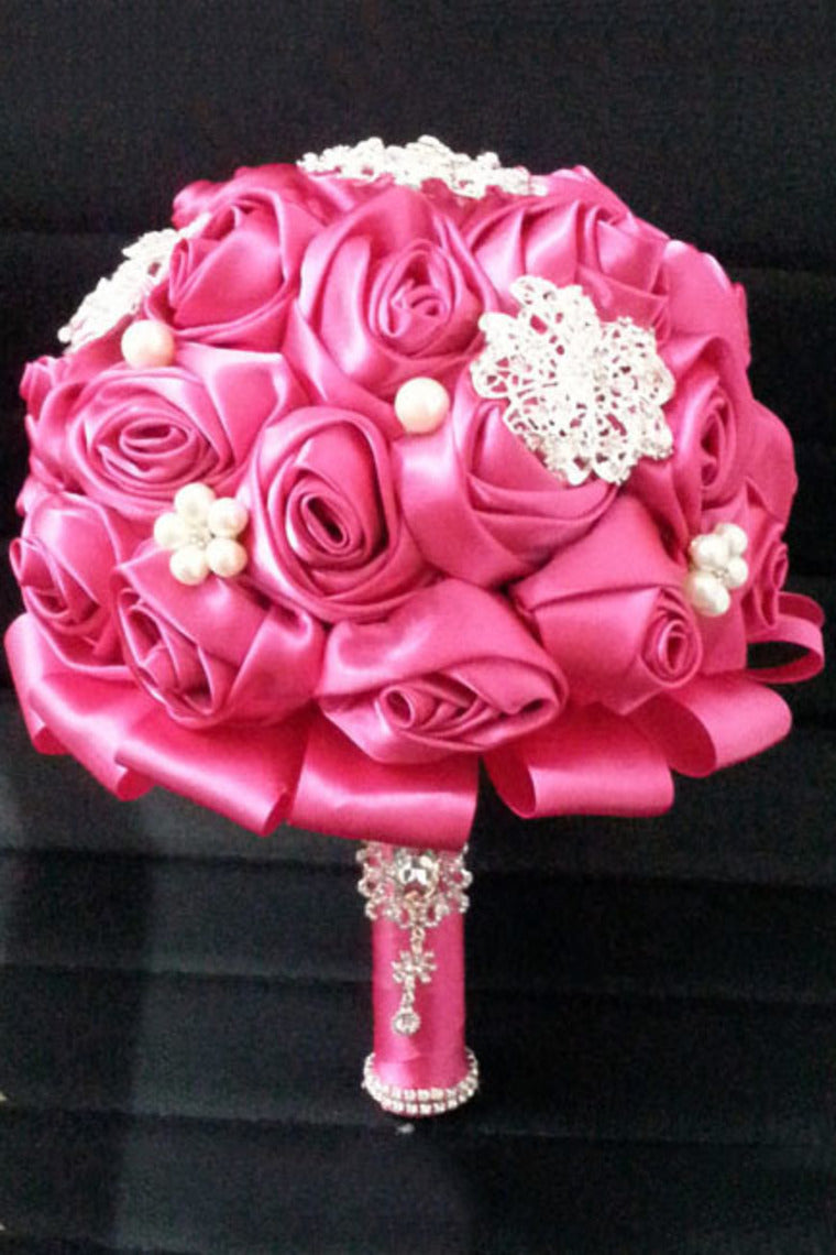 Round Roses Rhinestone Brooch Crystal Roses Wedding Bouquet (26*22cm)
