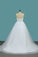 2024 Sweetheart Tulle A Line Wedding Dresses With Applique And Beads Sweep Train