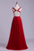 2022 V Neck Burgundy/Maroon Backless A Line/Princess Prom Dress With Tulle Skirt Beaded Bodice