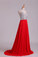 2024 Prom Dress V-Neck A-Line Beaded Tulle Bodice Sweep Train Chiffon