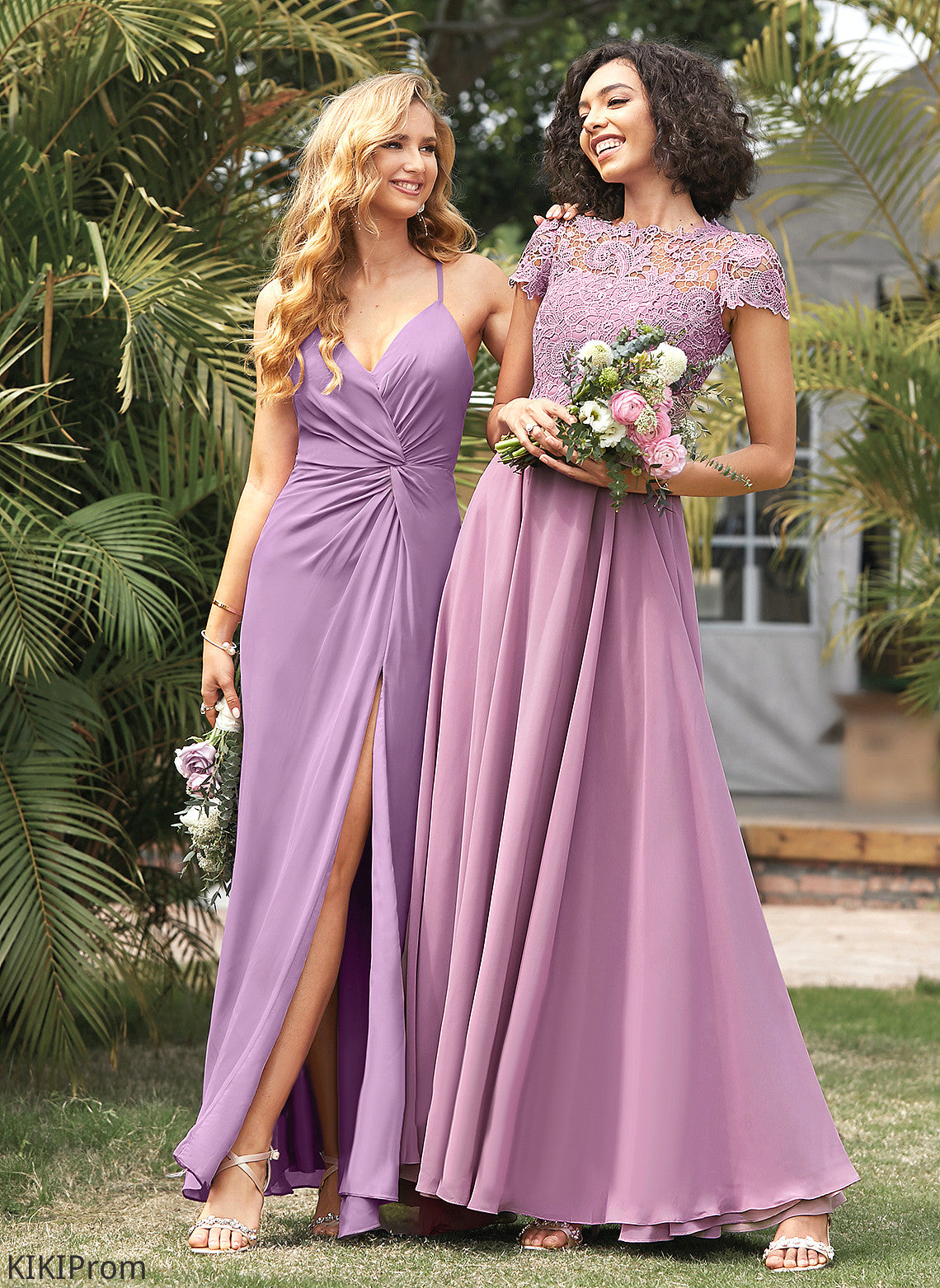 Floor-Length Lace Emelia Prom Dresses Scoop A-Line Chiffon