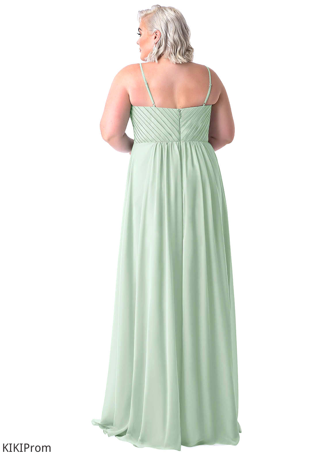 Olga Straps Tea Length Stretch Satin A-Line/Princess Sleeveless Natural Waist Bridesmaid Dresses