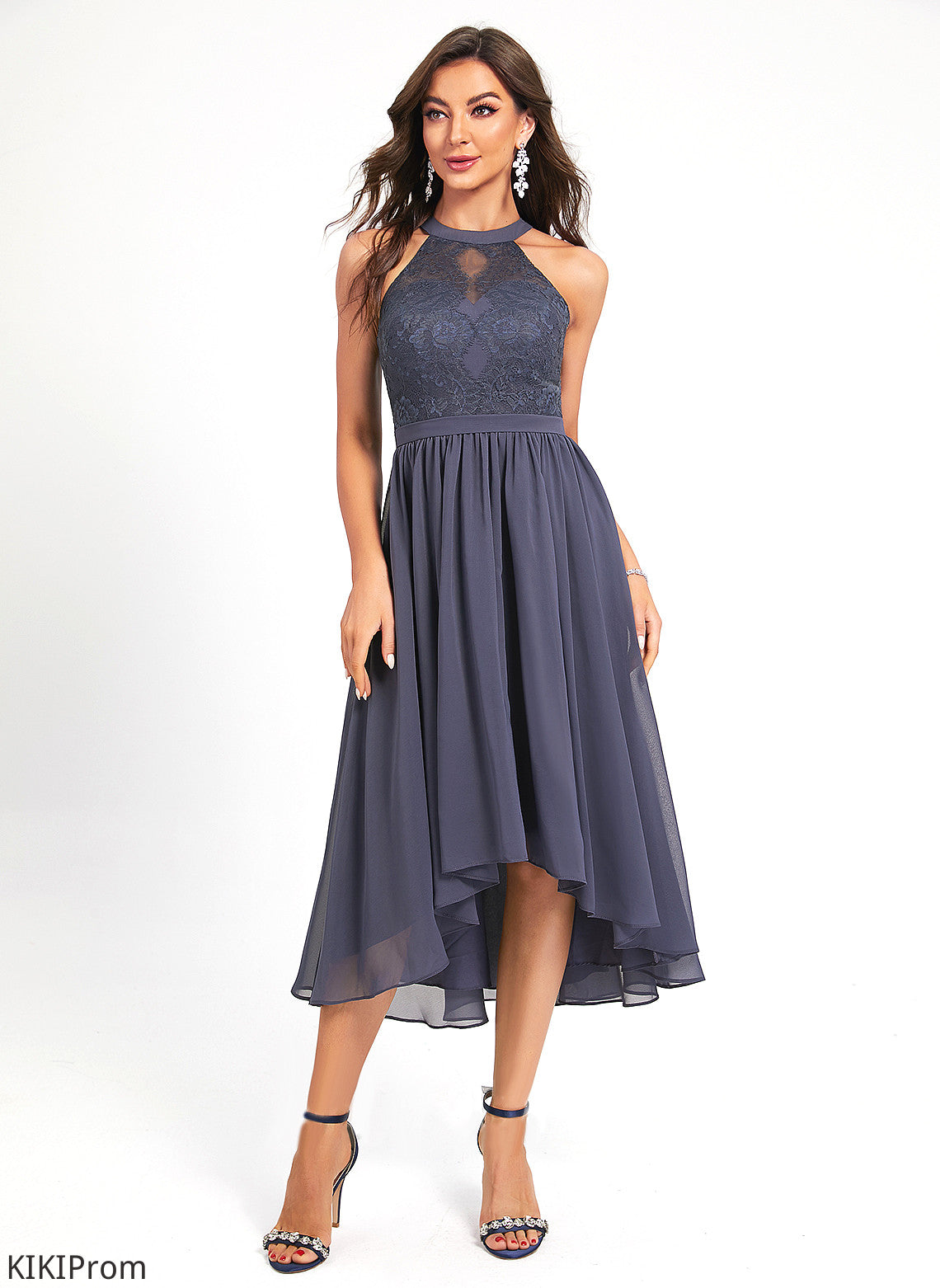Tracy Chiffon Dress Scoop Asymmetrical Cocktail Dresses Cocktail A-Line Neck
