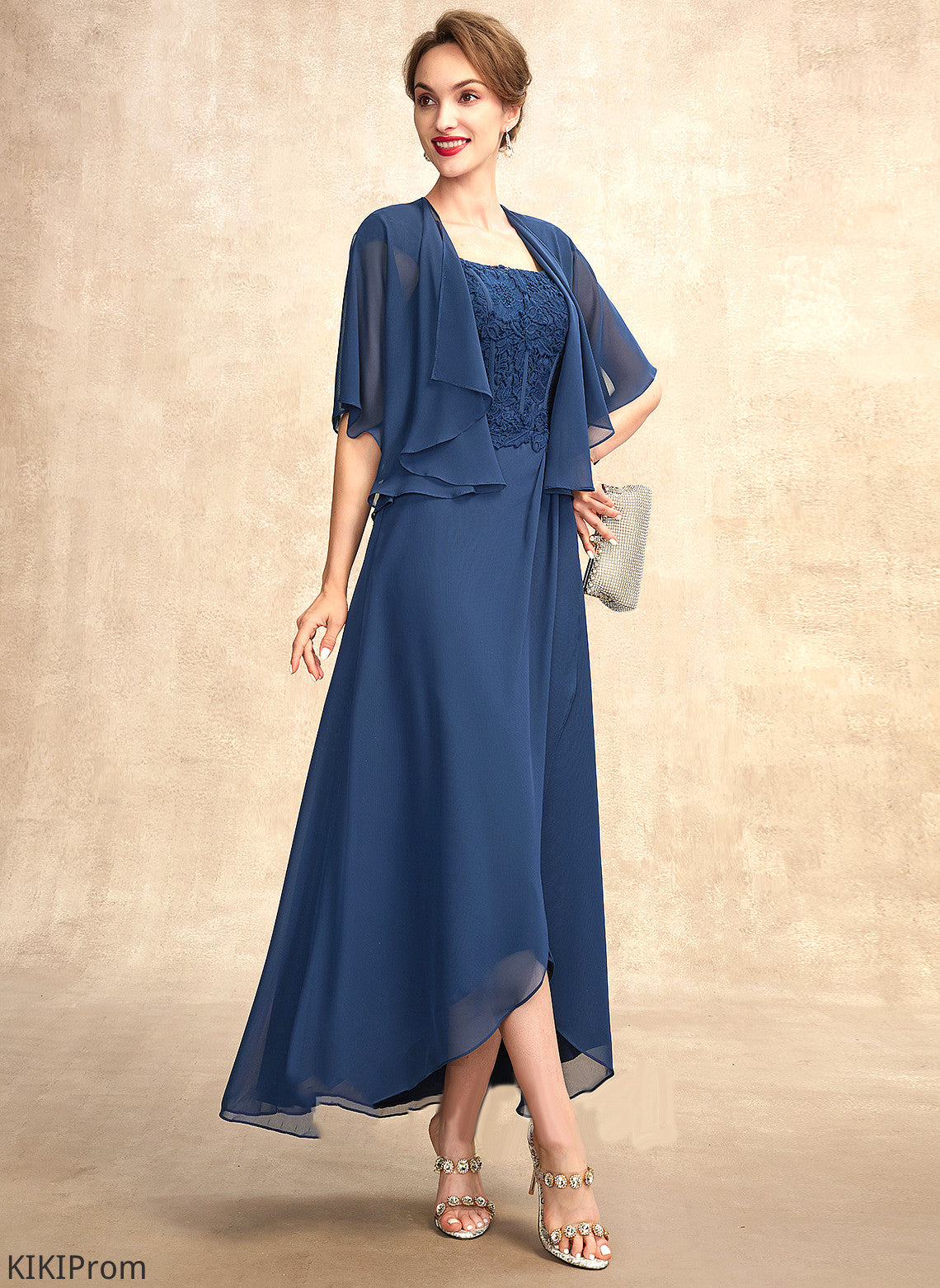 A-Line Lace of Mother of the Bride Dresses Mother Kara the Square Dress Chiffon Bride Asymmetrical Neckline