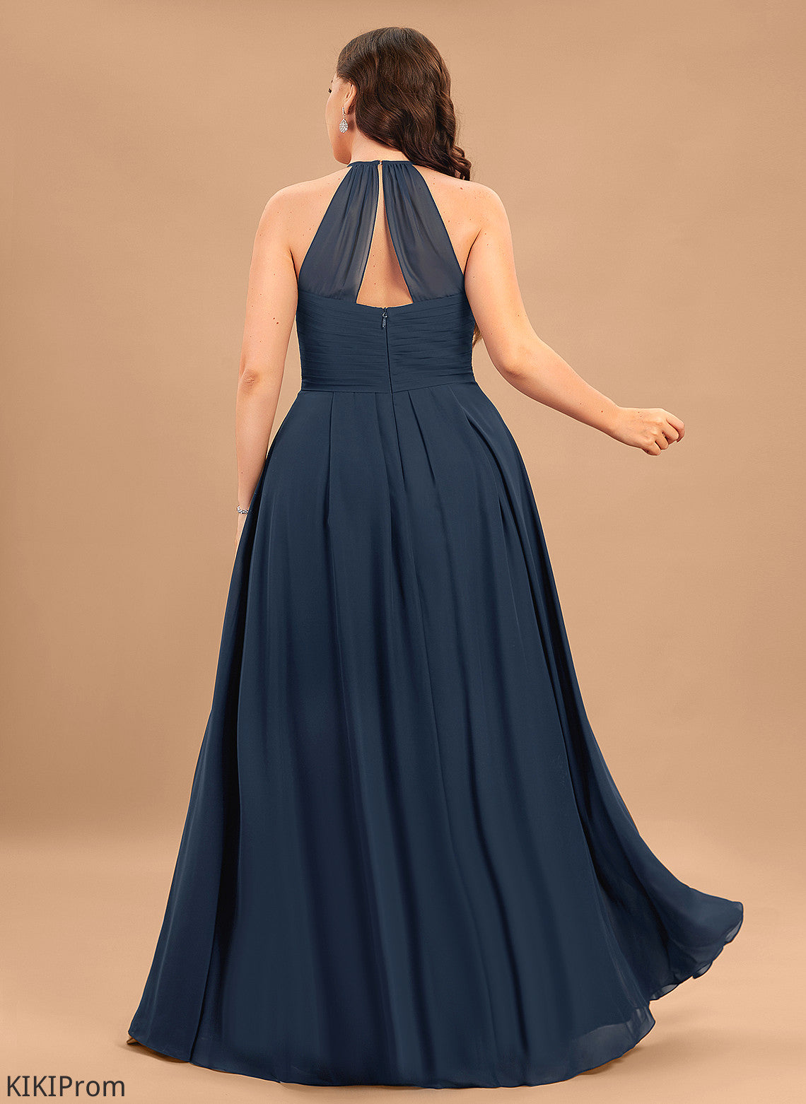 Silhouette Fabric A-Line Embellishment Floor-Length Pleated Neckline Scoop Length Esther Bridesmaid Dresses