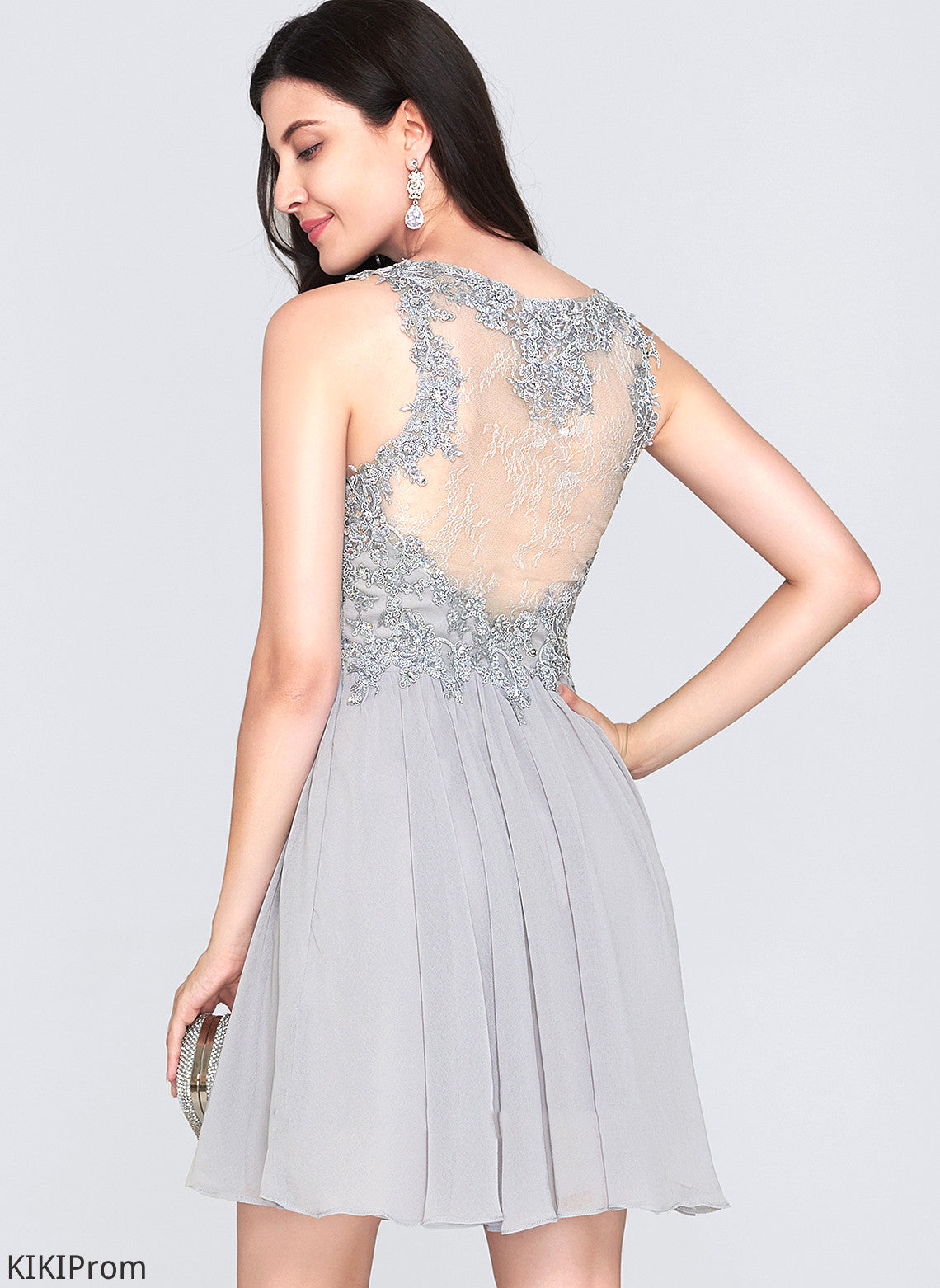 A-Line Homecoming Dresses Sweetheart Sequins Short/Mini Lace Dress Chiffon Homecoming With Beading Alyson