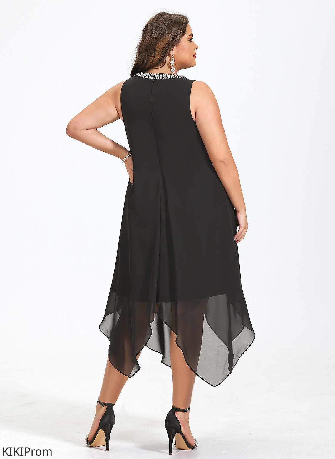 Cocktail A-Line Scoop With Cocktail Dresses Asymmetrical Neck Chiffon Dress Toni Beading