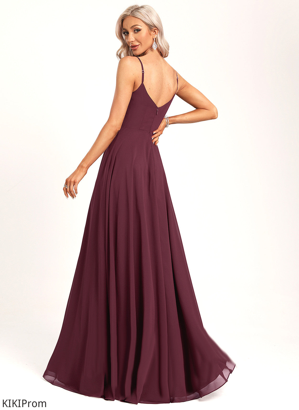 V-neck Floor-Length Fabric Neckline Straps&Sleeves A-Line Length Silhouette Angie V-Neck Natural Waist Floor Length Bridesmaid Dresses